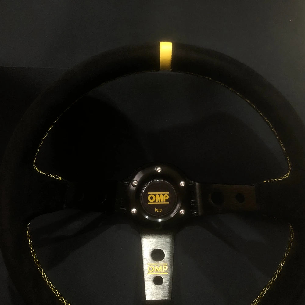 Drift 14Inch Universal OMP Steering Wheel Car JDM Racing Game Suede Leather OMP Steering Wheel Volantes For VW HONDA TOYOTA BMW