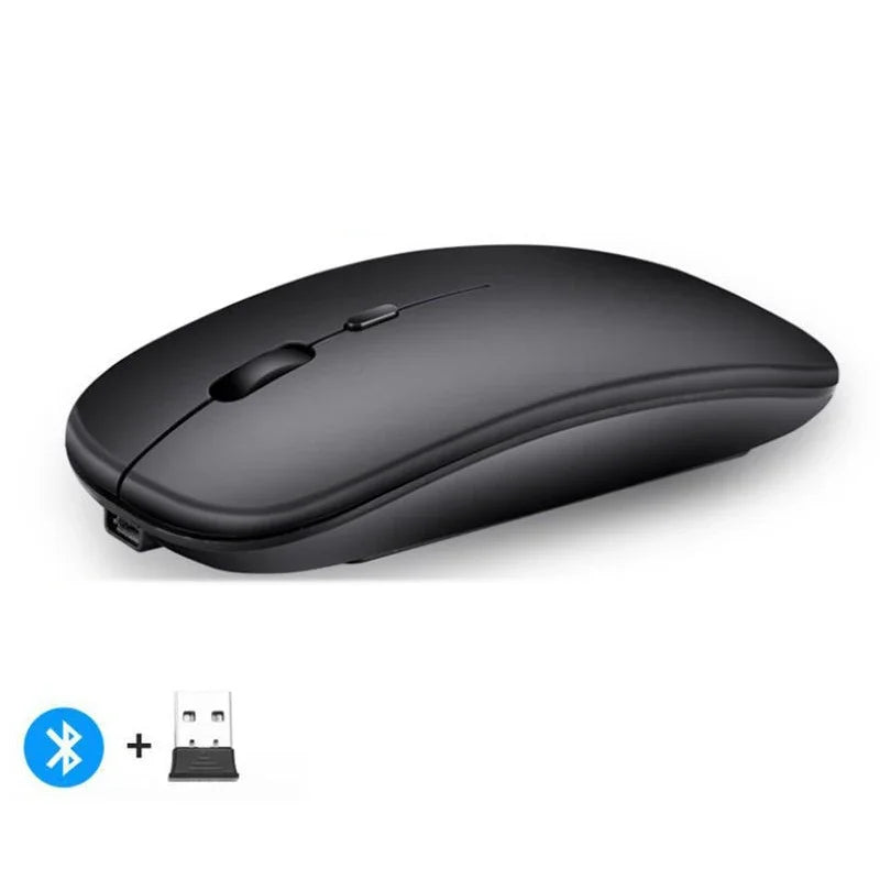 Ultra-Slim Wireless Rechargeable Mouse with LED Lighting, Dual Mode (BT & 2.4G), Compatible with iPad, Laptop, PC, Mac, Windows