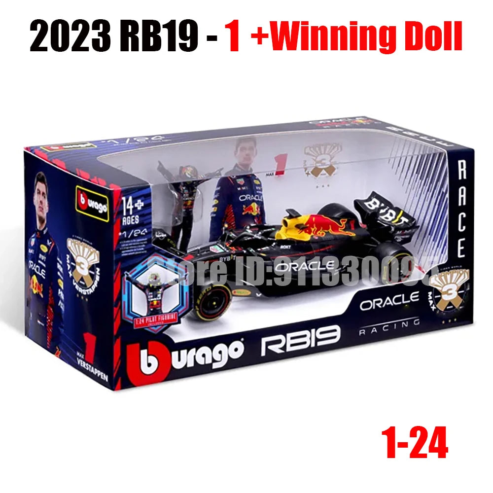 Bburago 1:24 2023 F1 Mercedes-AMG W14+Winning Doll 44# Hamilton 63# Russell Paint Formula One Alloy Super Toy Car Mode