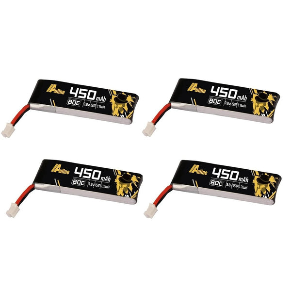 AuLine 450mAh 1S 3.8V HV 80C PH2.0 Lipo Battery (4 pack)