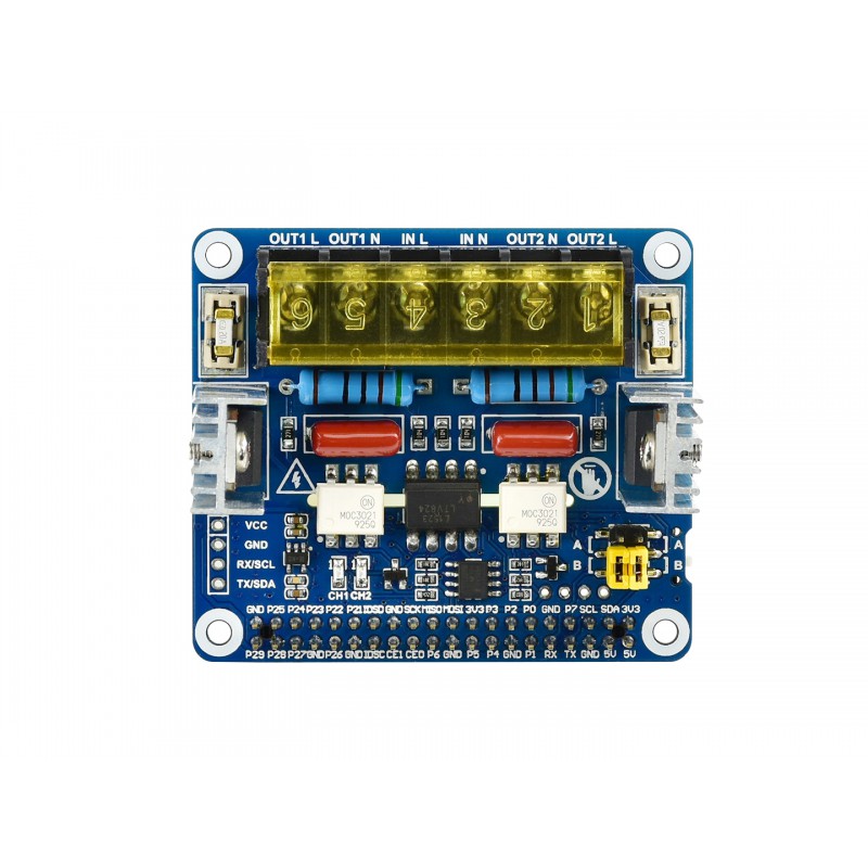 2-CH Triac Dimmer HAT for Raspberry Pi, Integrated MCU, UART / I2C