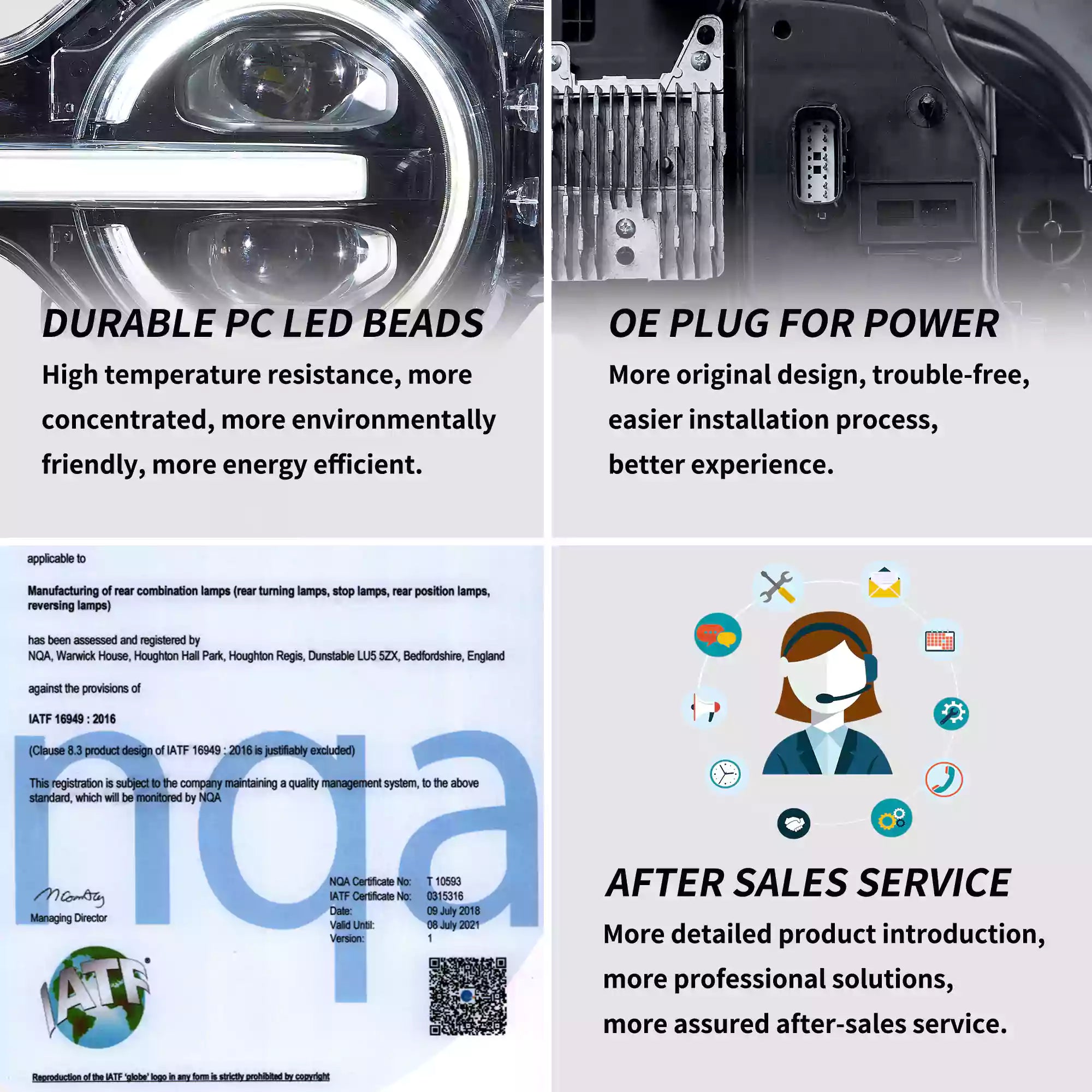 VLAND 20-24 Ford Bronco Full LED Projector RGB Headlights - Streamer led effect LHD