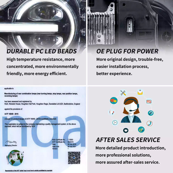 VLAND 20-24 Ford Bronco Full LED Projector RGB Headlights - Streamer led effect LHD