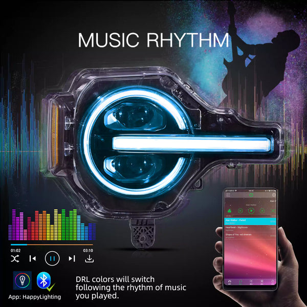 VLAND 20-24 Ford Bronco Full LED Projector RGB Headlights - Streamer led effect LHD