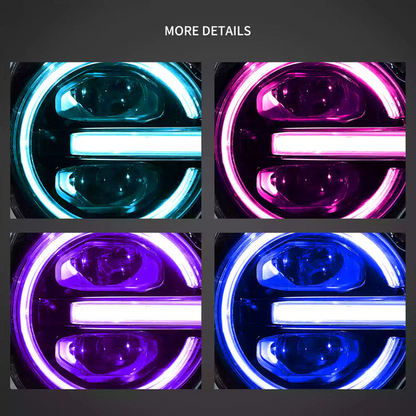 VLAND 20-24 Ford Bronco Full LED Projector RGB Headlights - Streamer led effect LHD