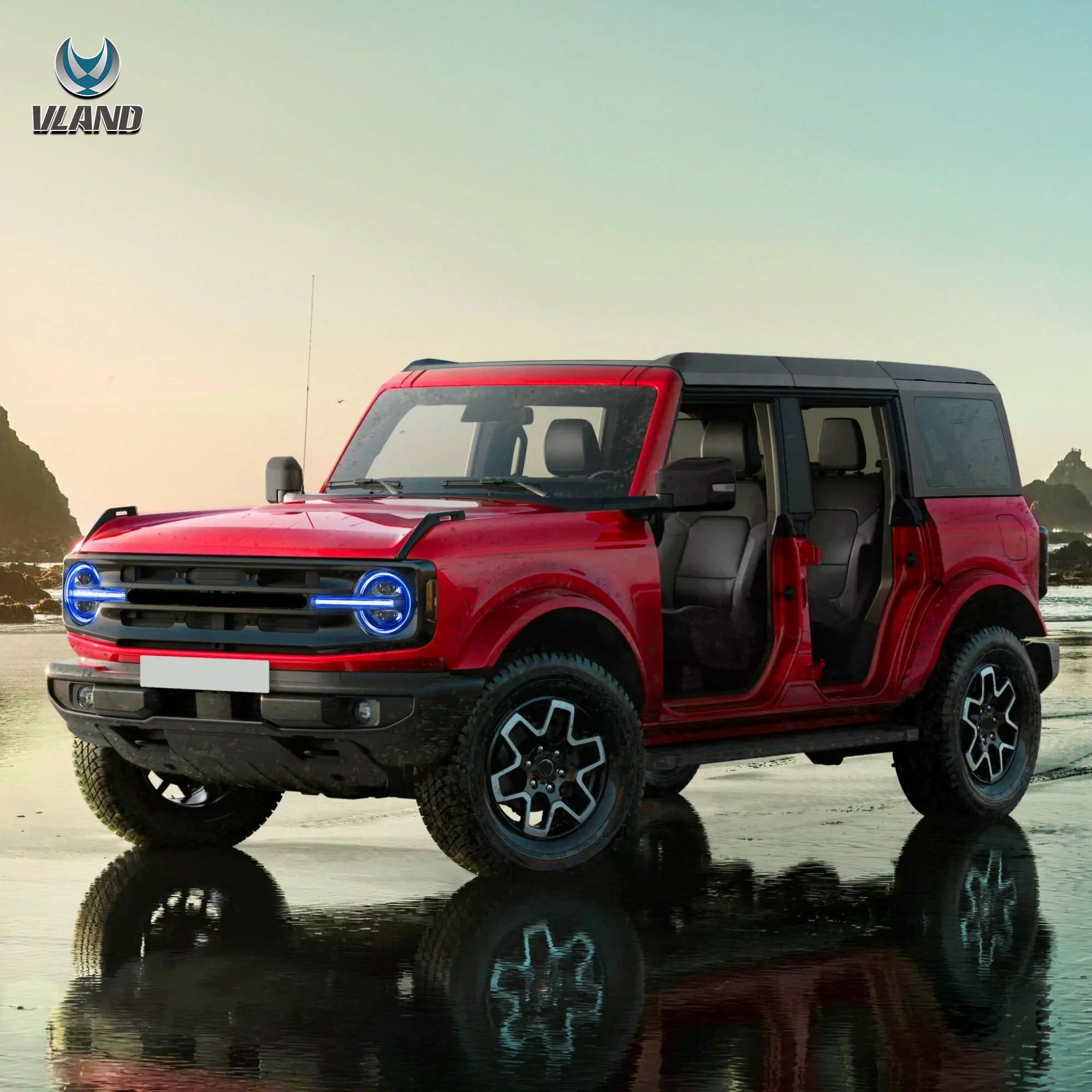 VLAND 20-24 Ford Bronco Full LED Projector RGB Headlights - Streamer led effect LHD