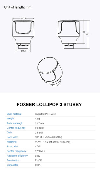 Foxeer Lollipop 3 Stubby (2x per set) (LHCP / RHCP)