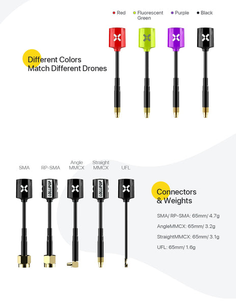 Foxeer Micro Lollipop 5.8G 2.5dBi Tiny FPV Omni Antenna (2pc)