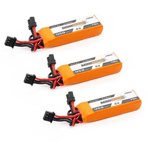 3x CNHL MiniStar HV 450mAh 7.6V 2S 70C Lipo Battery XT30