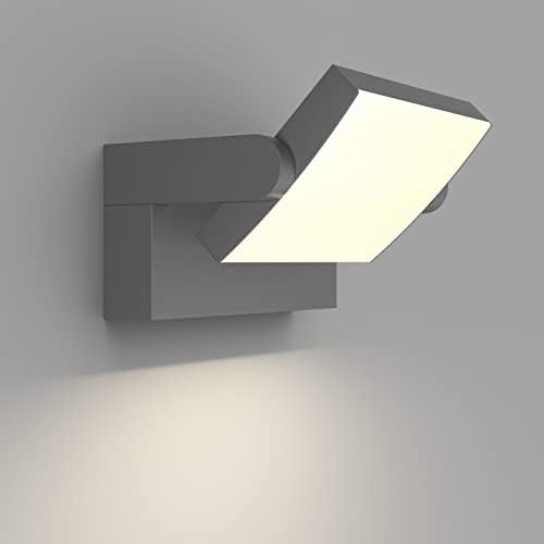 Klighten 24W LED Wall Light Outdoor Indoor, Waterproof IP65 Adjustable Wall Lamp Aluminum, Modern Outside Light Main Power for Entrance Garden Balcony, 1500 Lumen, Dark Gray, Natural White 4000K