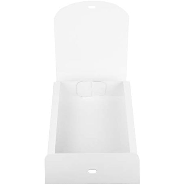 Emartbuy Pack of 12 Square Shaped Presentation Gift Box, 24 cm x 24 cm x 5 cm, Easy Assembly, White Box with Bow Ribbon