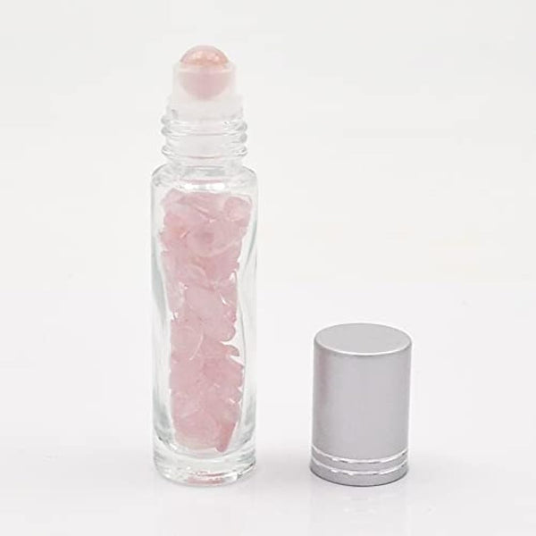 Essential Oil Roller Bottle EVA Carrying Travel Case and 10pcs Essential Oil Gemstone Roller Ball Bottles Frosted Glass Inside 10ml Healing Crystal Chips