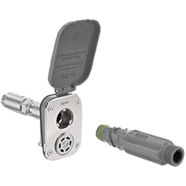 Aquor Wall Hydrant V2+, Frost-Free Outdoor Garden Faucet with Anti-Siphon and Quick Connect, 4 inch, Slate Gray Polymer