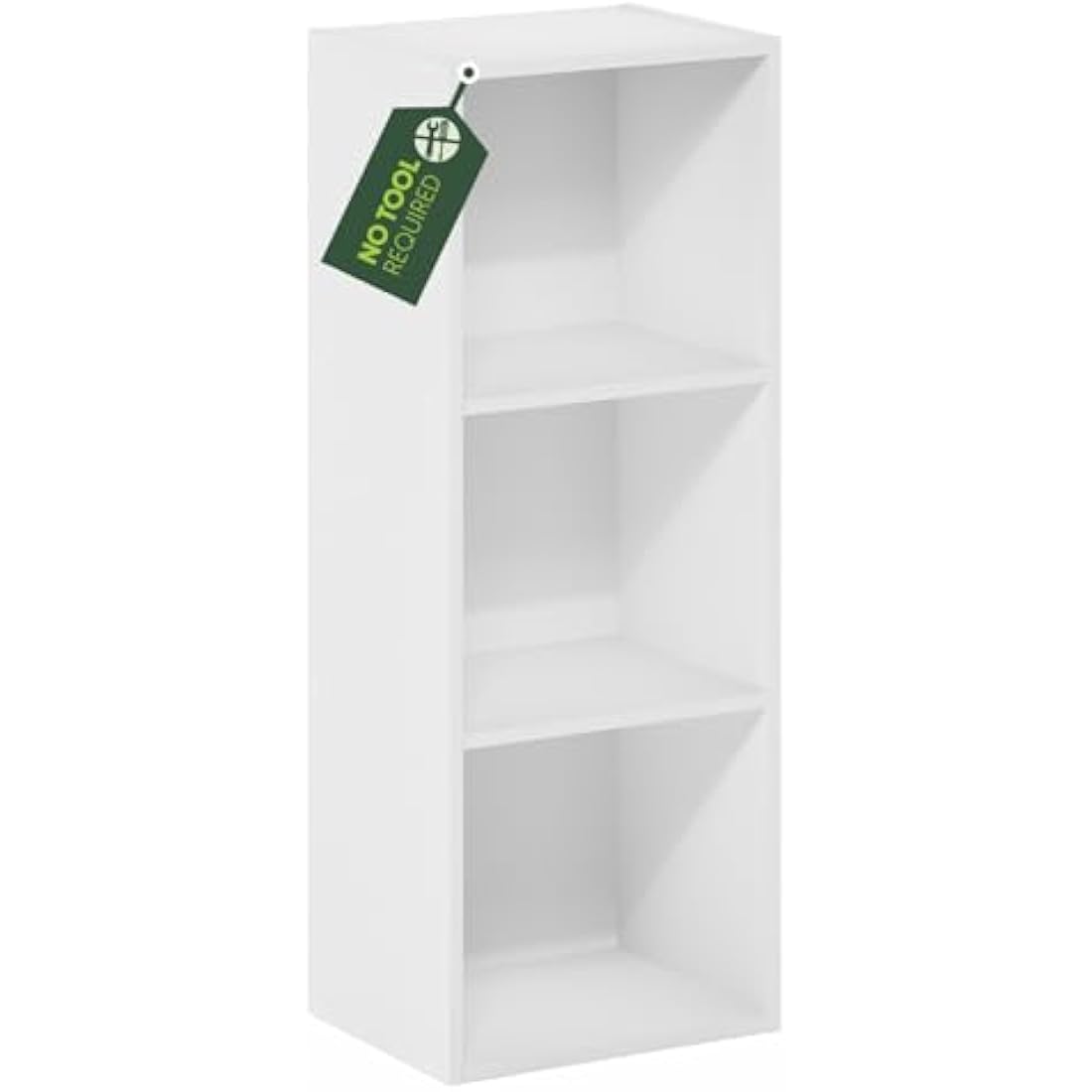 Furinno Pasir 3-Tier No Tool Assembly Open Shelf Bookcase, White