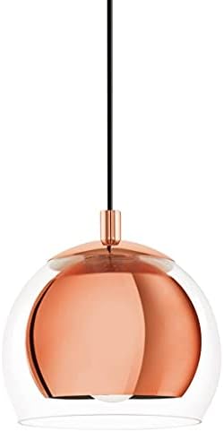 EGLO Ceiling Light Fitting Rocamar with 3 lampshades, Pendant Lighting Made of Copper-Coloured Steel and Clear Glass, Hanging lamp for Dining Table and Living Room, E27 Socket