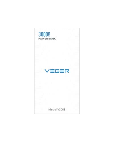 VEGER Power Bank Fast Charging,30000mAh Portable Charger PD 20W USB C Battery Pack with 4 Outputs & 2 Inputs Compatible with iPhone/iPad/Smartphones Tablet and More