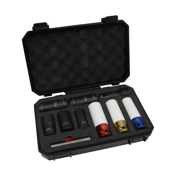 US PRO Tools 10PC 1/2" DR Damaged Wheel Nut Remover Kit & Alloy Wheel Sockets 7573