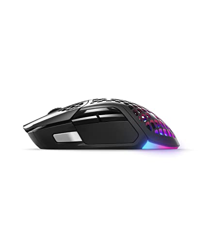 SteelSeries Aerox 5 Wireless - Holey RGB Gaming Mouse - Ultra-lightweight Water Resistant Design - 9 Buttons - Lag-free 2.4GHz / Bluetooth Wireless - 18K DPI TrueMove Air Optical Sensor