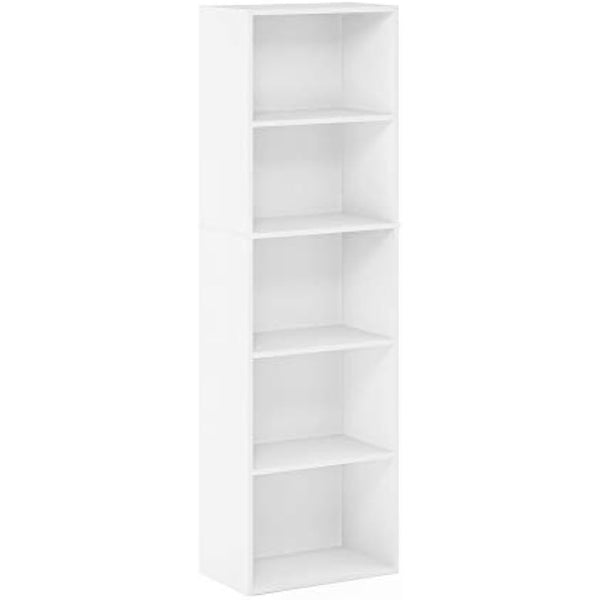Furinno Luder 5-Tier Reversible Color Open Shelf Bookcase, White