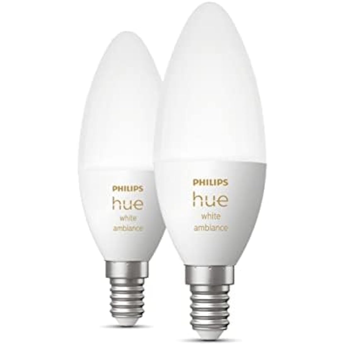 Philips Hue New White Ambiance Smart Light Bulb 2 Pack [E14 Small Edison Screw] Works with Alexa, Google Assistant and Apple Homekit. for Indoor Home Lighting, Livingroom and Bedroom.