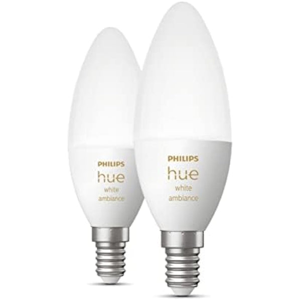 Philips Hue New White Ambiance Smart Light Bulb 2 Pack [E14 Small Edison Screw] Works with Alexa, Google Assistant and Apple Homekit. for Indoor Home Lighting, Livingroom and Bedroom.