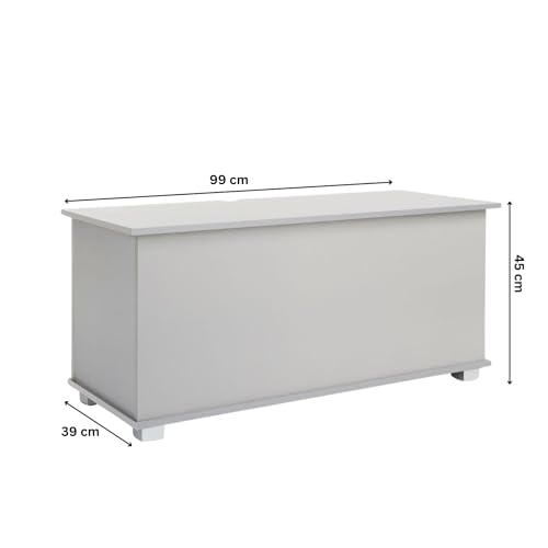 Home Source Ottoman Storage Chest Grey Toy Chest Bedding or Blanket Box Large Wooden (Grey)