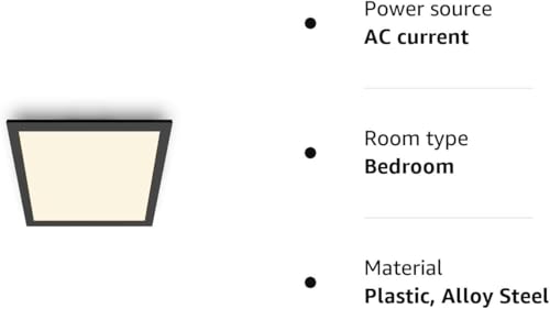 Philips LED Panel Square Ceiling Light SceneSwitch Dimmable 2700K 12W [Warm White - Black]. for Indoor Lighting, Livingroom and Bedroom