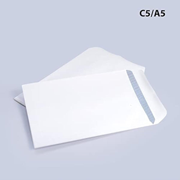 Evour C5/A5 Self-Seal Envelopes – 229×162 mm, 90 GSM, No-Window White Pocket – Pack of 100 Strong Self-Adhesive Mailing Envelopes for Office, Business & UK Post
