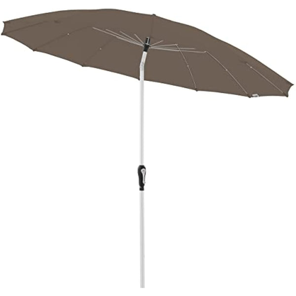 Doppler Parasol Asia Look SL-AZ Auto Tilt 250 cm Greige-Taupe I Garden Umbrella Bendable I Crank Umbrella with UV Protection 50+ I Crank Umbrella Made of Aluminium I Rainproof Polyester Umbrella Roof