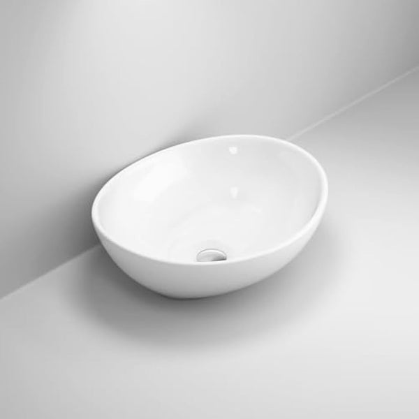 iBathUK Modern Oval Gloss White Countertop Basin Sink Ceramic