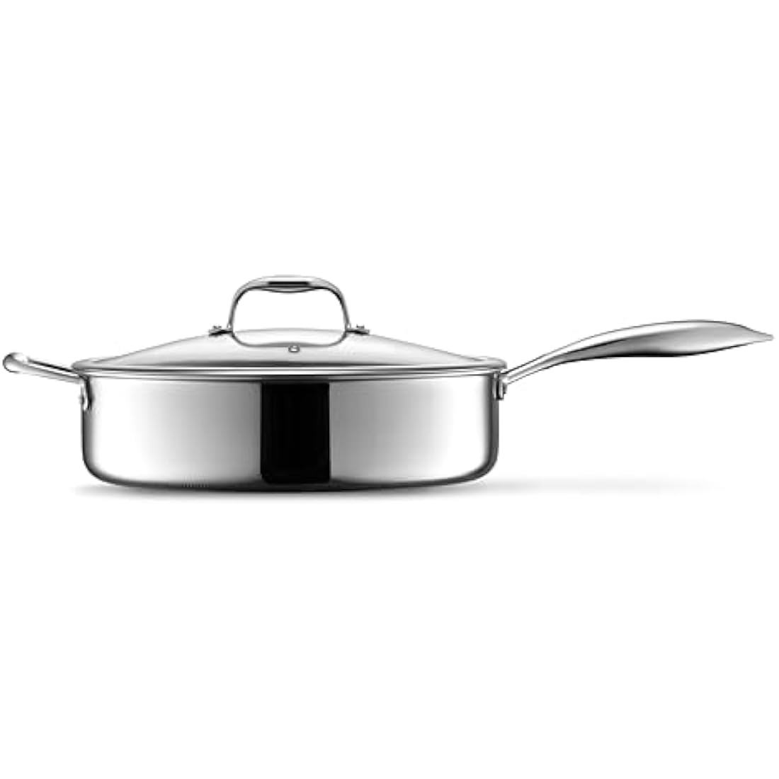 HexClad Hybrid Nonstick 5.5 Litre Deep Sauté Pan and Lid, Dishwasher and Oven-Safe, Induction Ready, Compatible with All Cooktops
