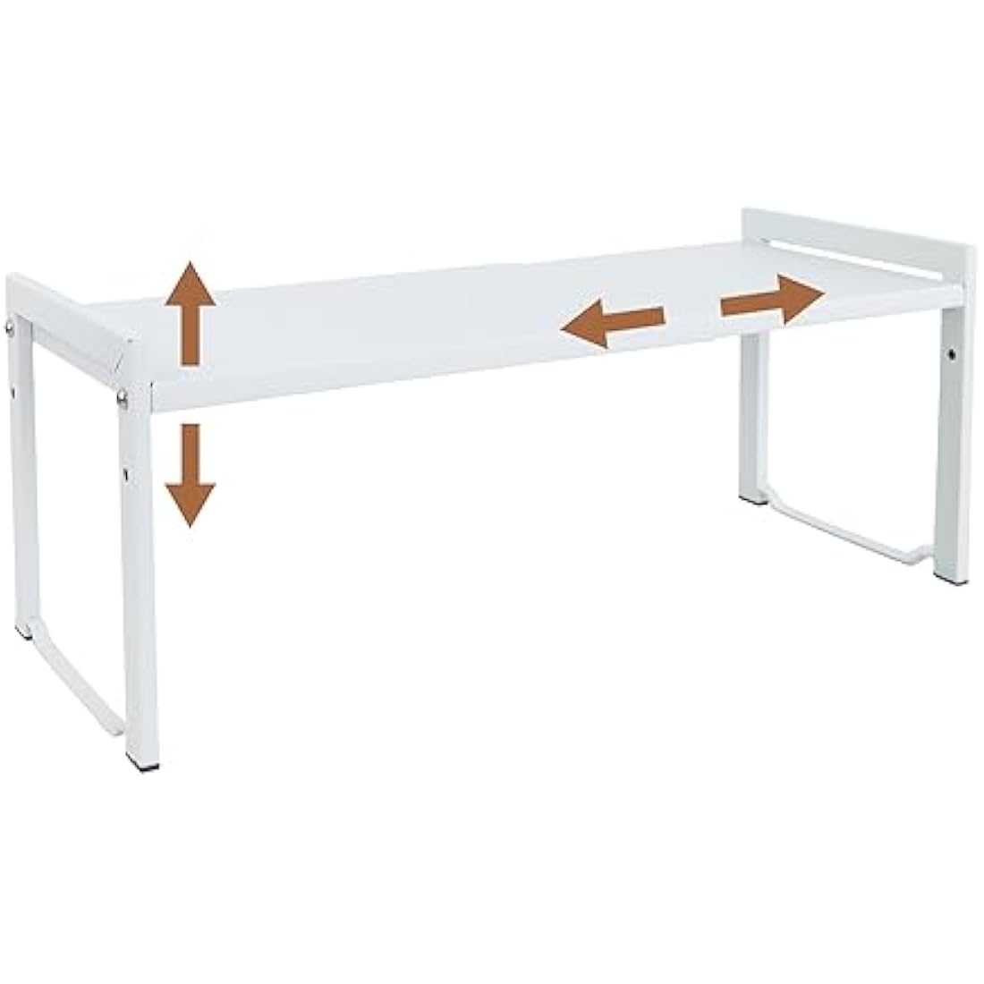 Goodsnetic Expandable Cabinet Shelf 13.8~26"(L), Stackable Kitchen Counter Organizer, 33LBS Heavy Duty Riser, Countertop Storage Pantry ， Durable Metal Sink Shelf (White L)