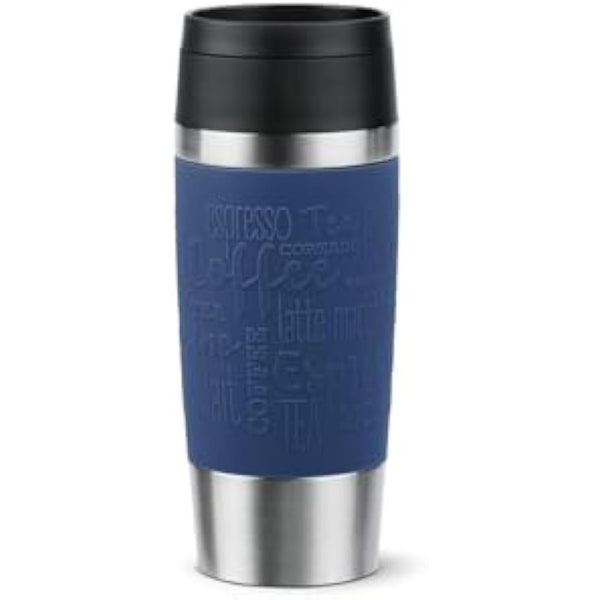 Tefal Travel Mug Classic Blue, Comfort Screw Lid, Quick Press, Soft-Touch Sleeve, Travel-Ready, Reusable, 100% Leak-Proof, Keeps Drinks Cold (8 hrs) and Hot (4 hrs), 360° Drinking, N2020310