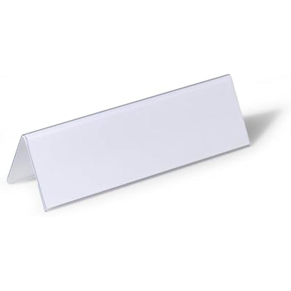 Durable Table Place Name Holder 61 x 210mm Transparent - Pack of 25 - Perfect for Meetings, Conferences, Events, etc.