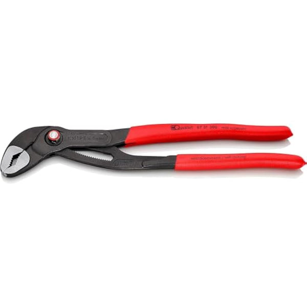 Knipex Cobra® QuickSet High-Tech Water Pump Pliers grey atramentized, with non-slip plastic coating 300 mm 87 21 300