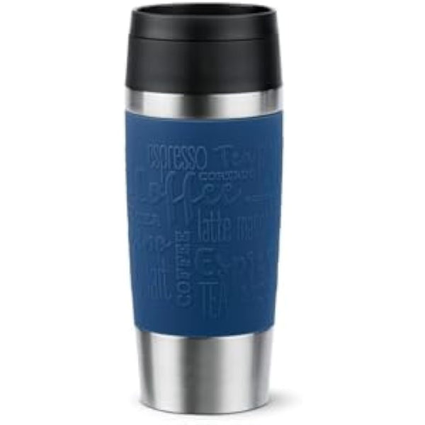 Tefal Travel Mug Classic Blue, Comfort Screw Lid, Quick Press, Soft-Touch Sleeve, Travel-Ready, Reusable, 100% Leak-Proof, Keeps Drinks Cold (8 hrs) and Hot (4 hrs), 360° Drinking, N2020310
