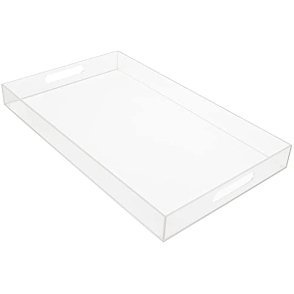 Kurtzy Clear Acrylic Plastic Serving Tray with Handles - L50 x W30cm / 19.69 x 11.81 Inches - Extra Large, Rectangular & Spill Proof - Decorative Breakfast, Tea/Coffee, Food, Drinks & Table Organiser