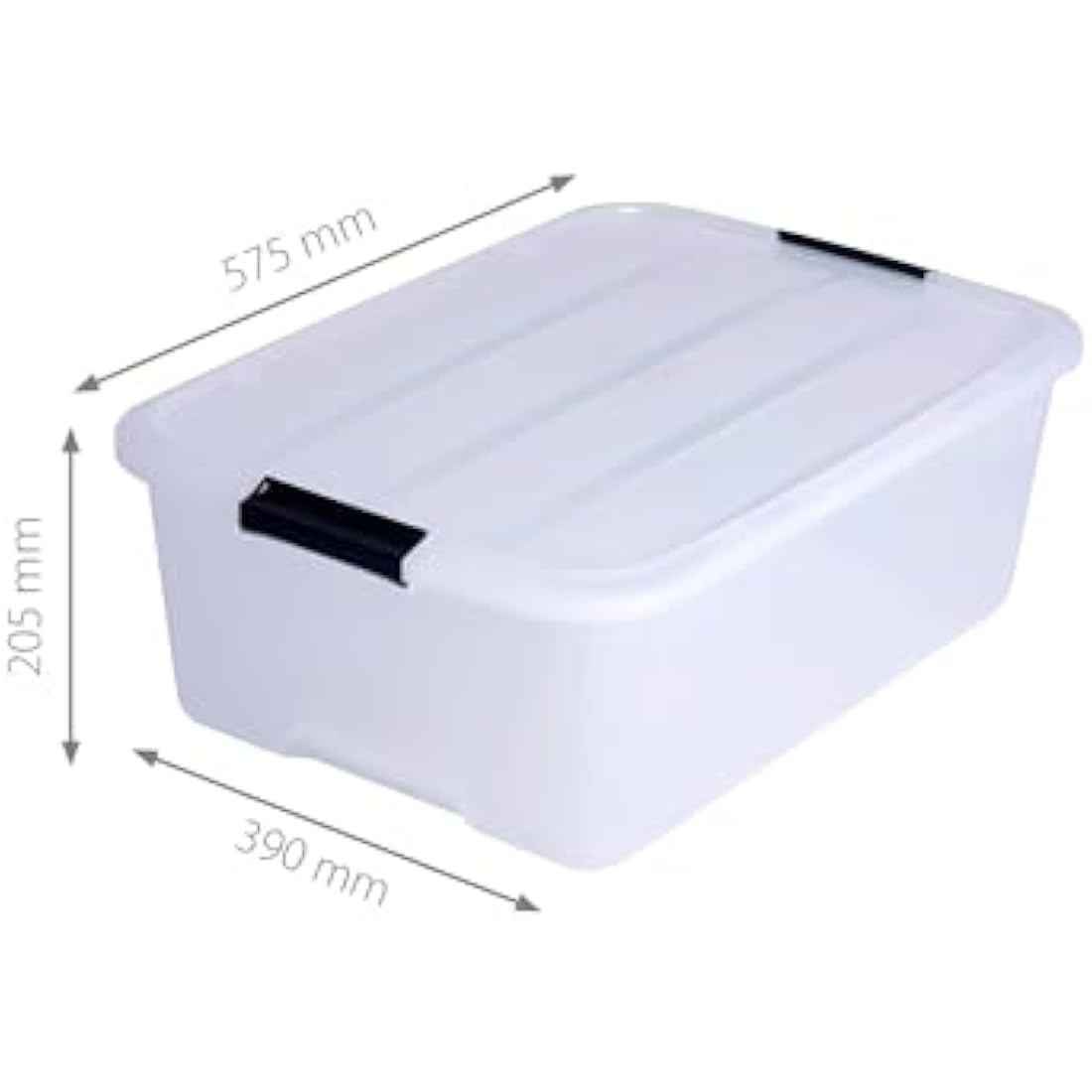 Iris Ohyama Plastic Storage Boxes with Lids, 30L, Set of 3, Clear, Latching Buckles with Handles, Stackable, Nesting, Strong & Durable, For Closet, Garage, Home, Office, Organising Tote Bins, TB-30
