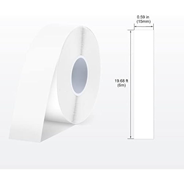 SUPVAN E10 & E11 & E16 Label Maker Tape, 2 Rolls 15mm × 6m Genuine Continuous Laminated Thermal Label Tape Refill, Waterproof Oilproof Child-Safe Durable Auto Detect Labels, Black on White