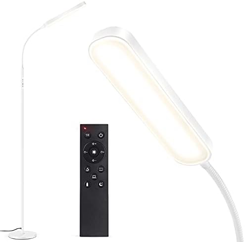 OUTON LED Floor Lamp 15W 1500LM, Dimmable Adjustable Modern Standing Lamp with 4 Color Temperature, Remote & Touch Control, 1 Hour Timer for Reading Living Room Bedroom Office Sewing (White)