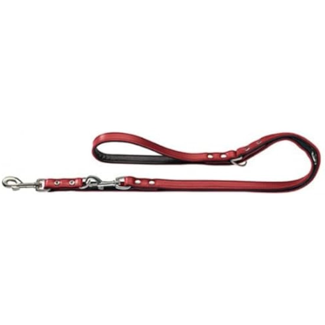 HUNTER Nickel-Plated Split-Leather Basic Training Lead Rope, 13 x 200 cm, Medium, Red/Nappa Black