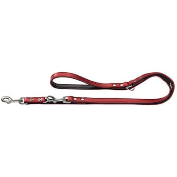 HUNTER Nickel-Plated Split-Leather Basic Training Lead Rope, 13 x 200 cm, Medium, Red/Nappa Black