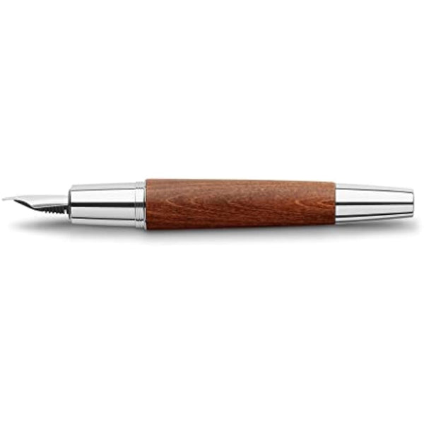 Faber-Castell E-motion 148202 Fountain Pen Wood/Chrome Nib EF Includes Gift Packaging Barrel Colour Brown/Silver