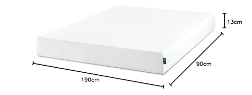 ZINUS Single Mattress - Memory Foam - 90x190cm/3x6ft - Height 13cm/5in - Medium Firmness - Orthopaedic Support with Comfort foam - Green tea Designed in UK standards