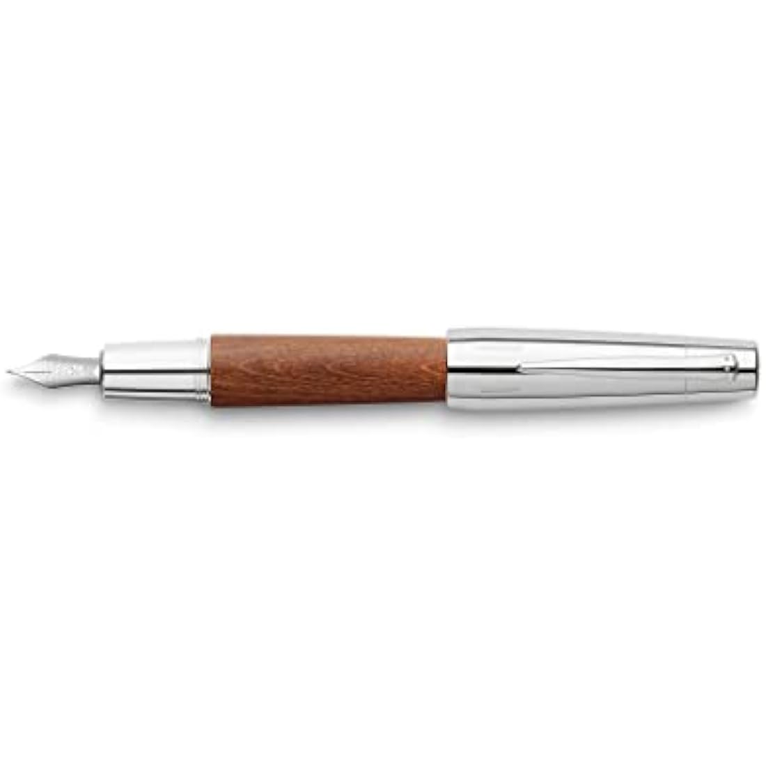 Faber-Castell E-motion 148202 Fountain Pen Wood/Chrome Nib EF Includes Gift Packaging Barrel Colour Brown/Silver