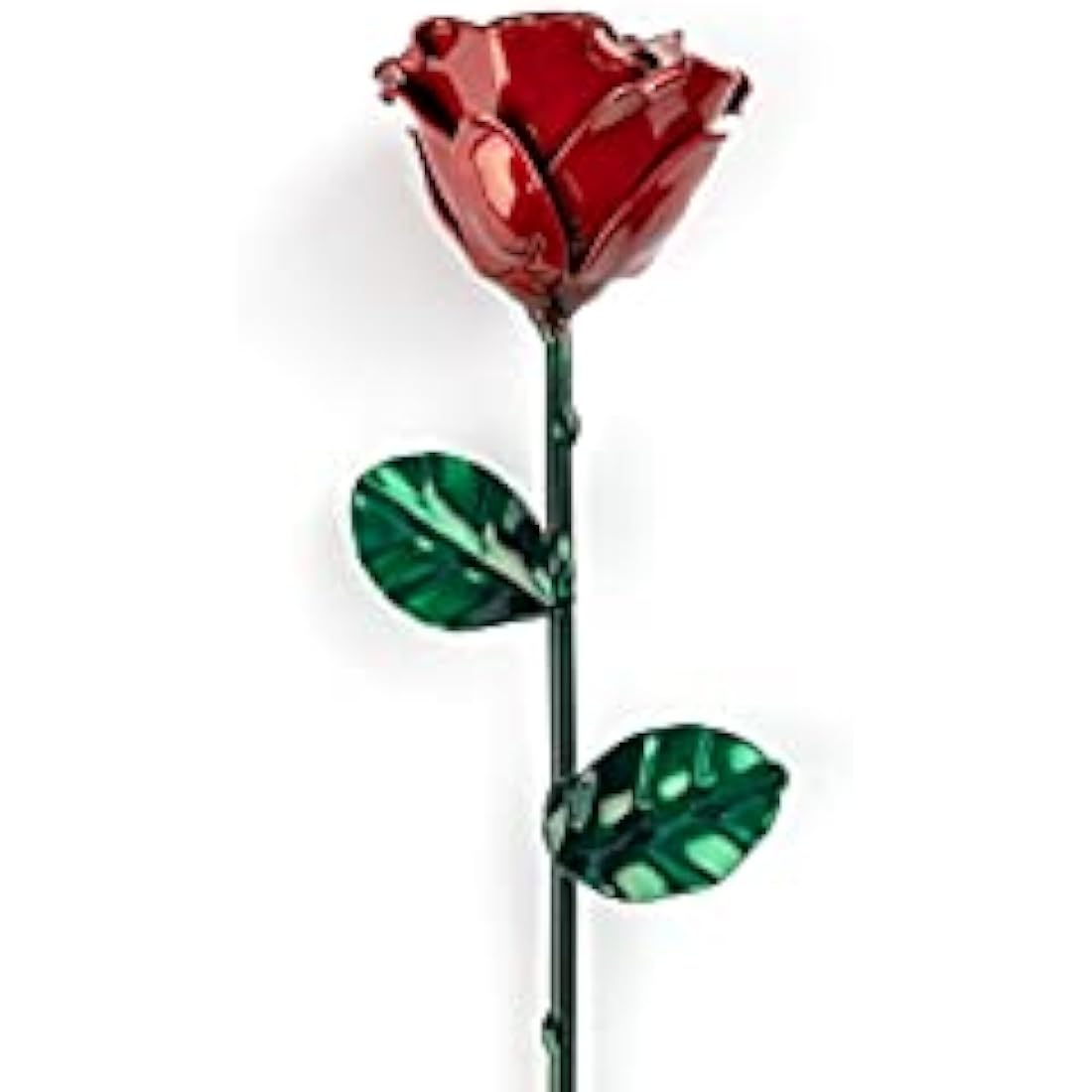 Forging Art Bcn® Hand Forged Eternal Wrought Iron Rose - Gift for Valentine's Day, Mother's Day, 6th Year Wedding Anniversary (Red/Green Without Base)