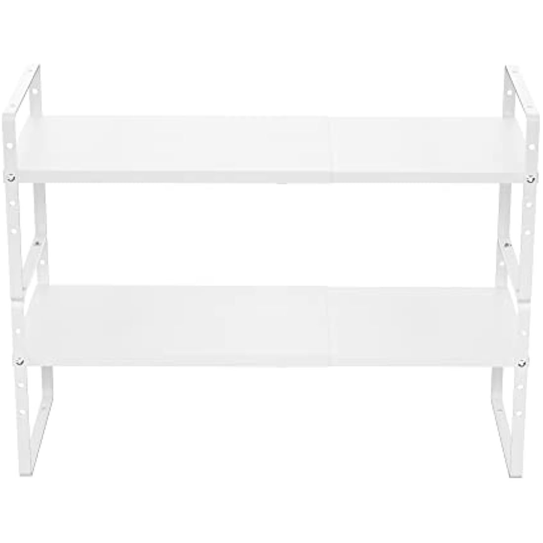 iPEGTOP 2 Pack Expandable Cabinet Storage Shelf Organizer Rack, Heavy Duty Steel Metal Spice Rack Adjustable Height Home Office Pantry Shelf Space for Counter Kitchen Organization, White, Medium