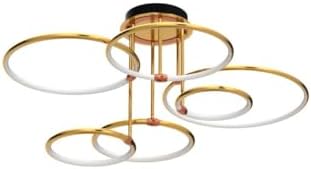 EIDEARAY LED Ceiling Light，Modern Nest Design Ceiling Lamp Dimmable with Remote Control Lamp Golden Ring Ceiling Lighting Apply Living Room Kitchen Hallway Balcony Dining Room (Six Rings)