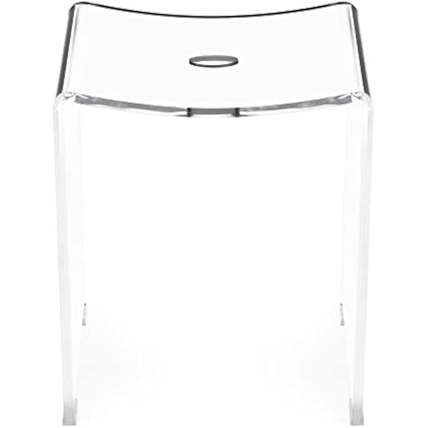 Navaris Clear Acrylic Shower Stool - Waterproof Transparent Chair for Bathroom Kitchen Bedroom - Backless See-Through Modern Seat for Wet or Dry Use