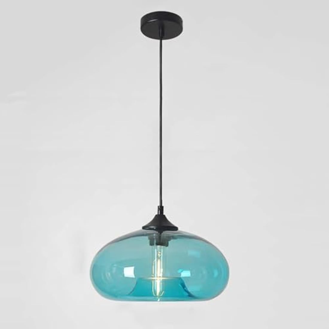 HJXDtech Pendant Light with 28cm Glass Lampsahde, Industrial Vintage Loft Bar E27 Ceiling Hanging Lamp for Kitchen, Dining &Living Room (Turquoise)